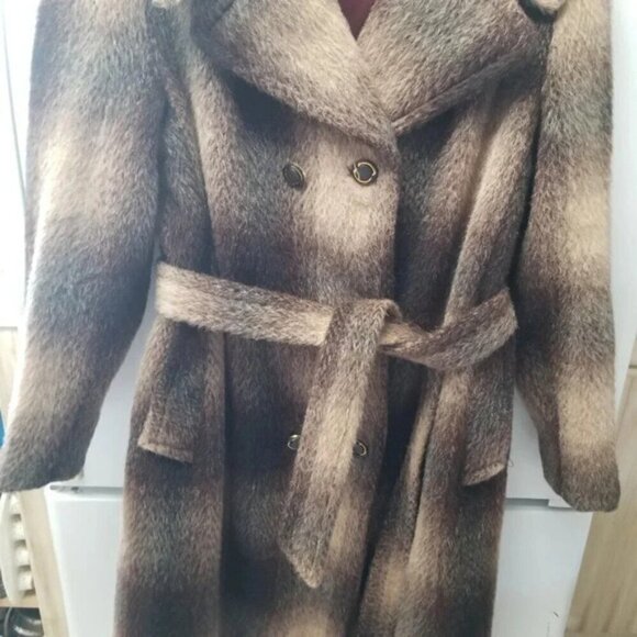 Vintage 100% Pure Mohair Belted Long Coat - Picture 12 of 16